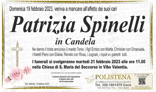 Necrologio di Patrizia Spinelli - Onoranze Funebri Polistena